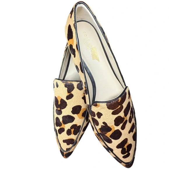 Cole Haan Leopard Print Loafers Pointed Toe Flats Size 9.5 Luxury Design - Picture 2 of 5